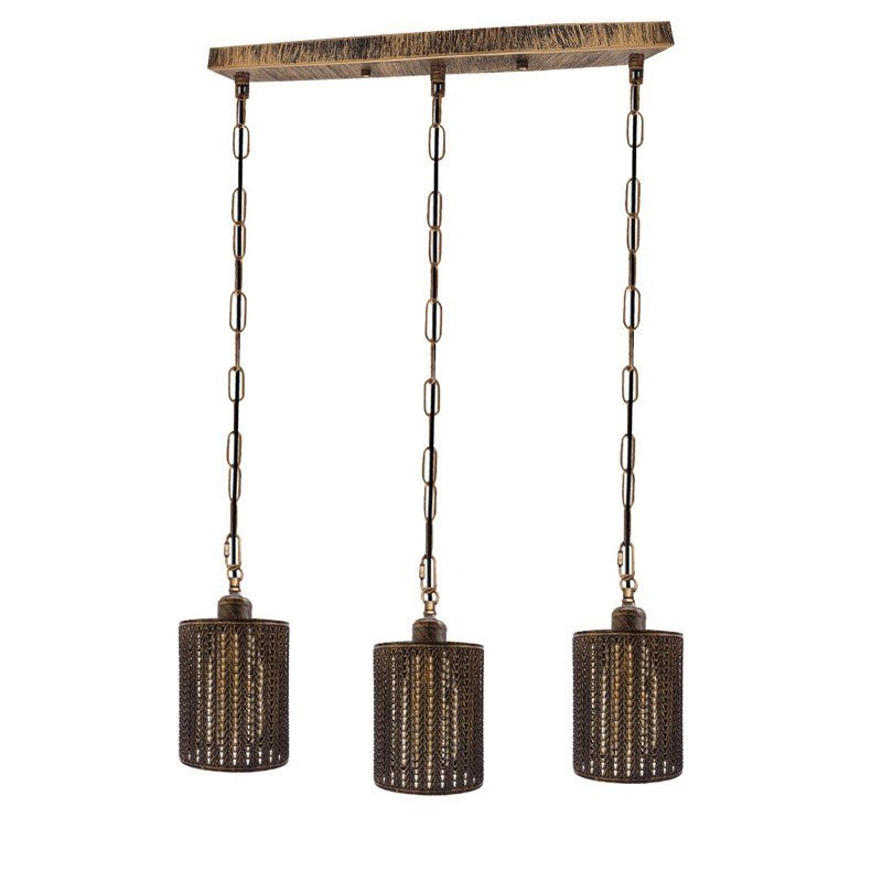 Chonie 3 - Light Kitchen Island Pendant, Yes, Brushed Copper