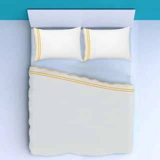 400TC Wavy Embroidery & Border Cotton Sateen Solid Cotton 4 Piece Sheet Set Fitted Sheet Fits Upto 16" Deep Pocket