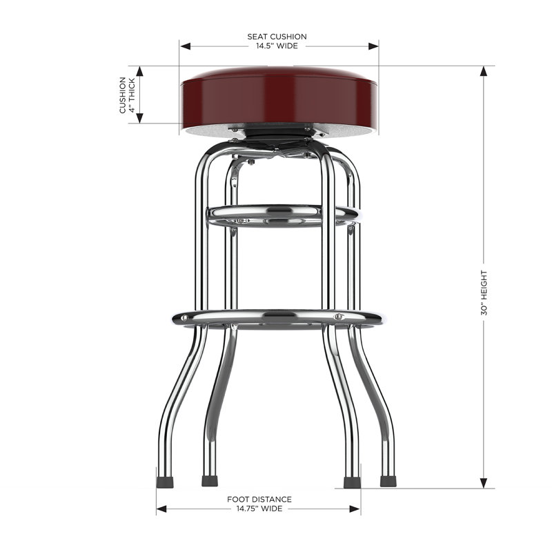 Commercial Grade Chrome Swivel Bar Stool with Vibrant Team Colors  , Washington Commanders