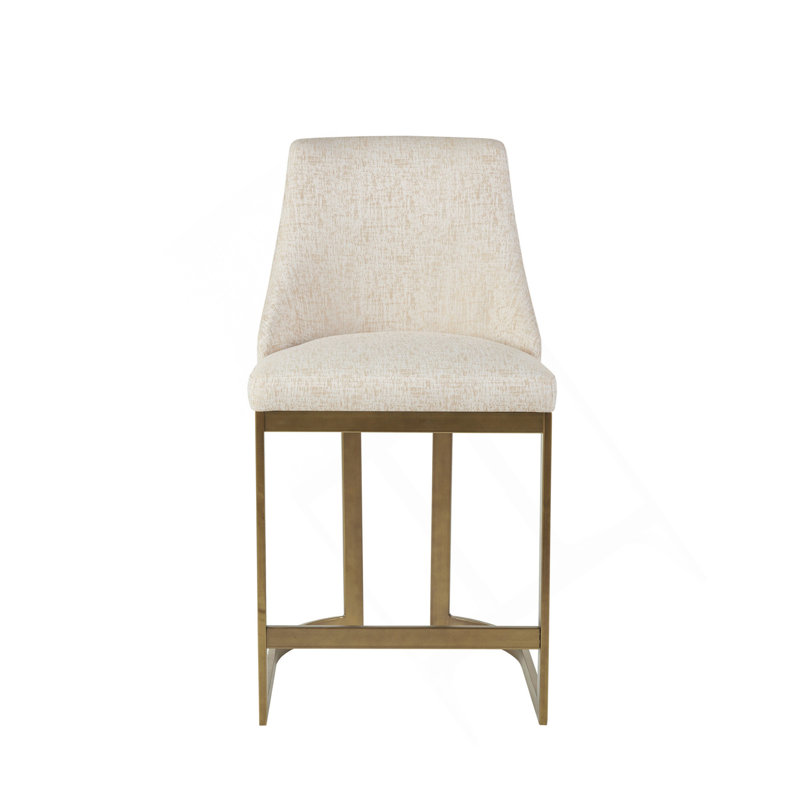 26"H Upholstered Counter Stool With Metal Base