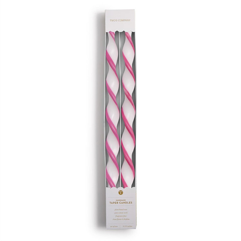 Ensemble de 2 bougies Ribbon Twist Taper, Rose