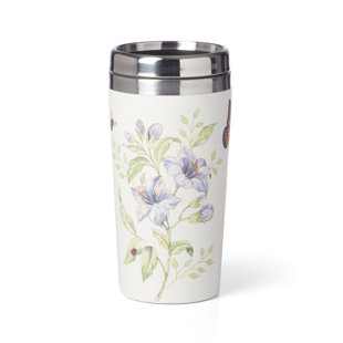 floral ceramic travel mug