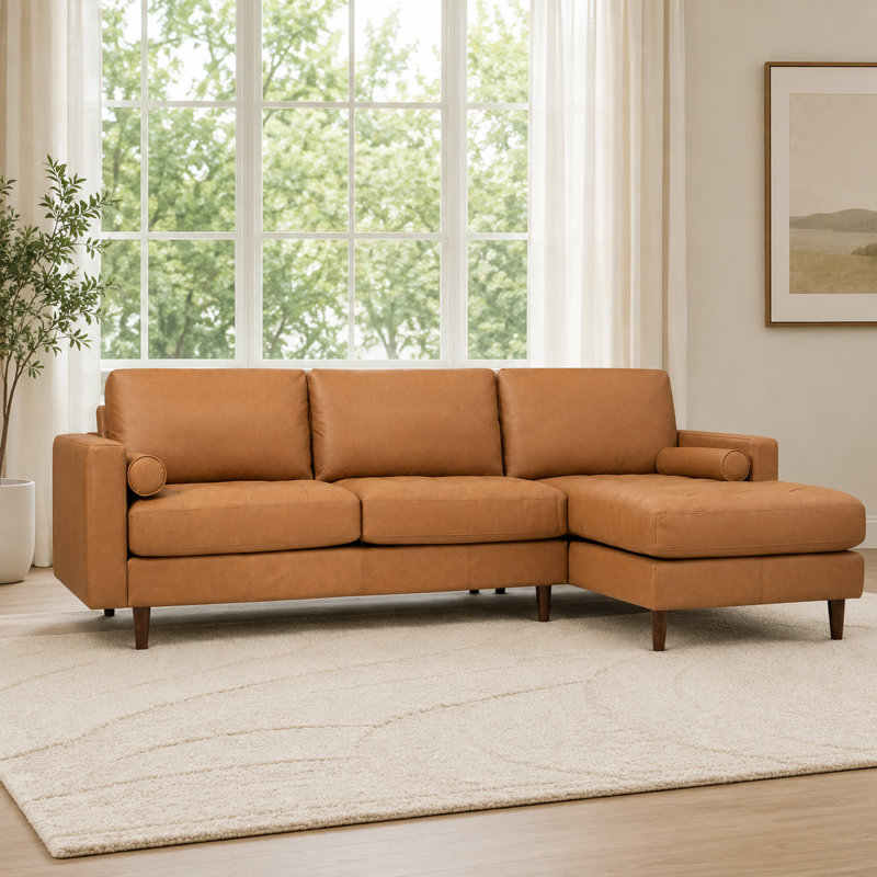 Canapé modulaire en cuir 2 pièces Fessler, Orienté à droite