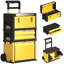 Système de rangement 3 en 1, boîte à outils empilable en acier, jaune