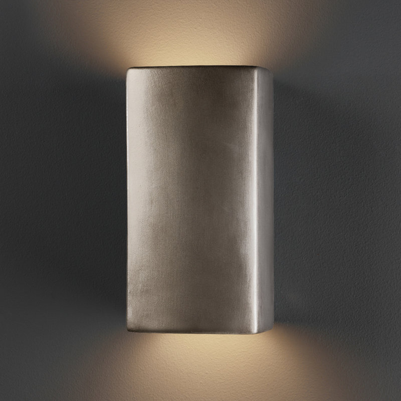 Dirks Ceramic LED Flush Mounted Sconce, Antique Silver, 9.5" H x 5.25" W x 4" D