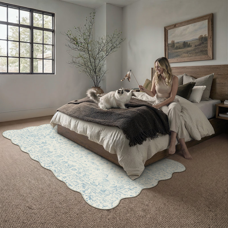 Tapis rétro festonné Rugvera, Rectangulaire 5 pi x 7 pi