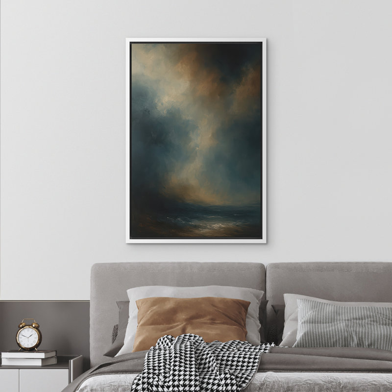 Reproduction d'art abstrait sur toile encadrée pour décoration intérieure moderne, H 36 po x l 24 po, Blanc