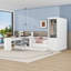 Lit double avec bureau intégré et tablettes de rangement, tiroirs-742164873