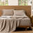 100% Washed Cotton Sheet Set Extra Deep Pocket Linen Like Textured-404490831-467547586