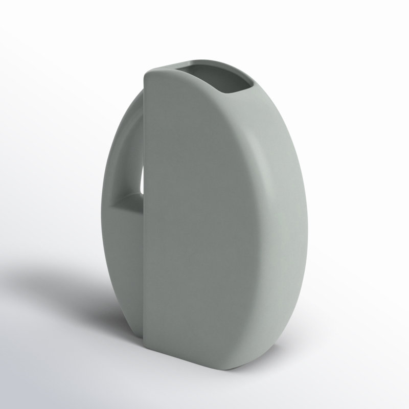 Vase en céramique avec lignes épurées Minimal, H 10 po x l 8 po x P 3 po