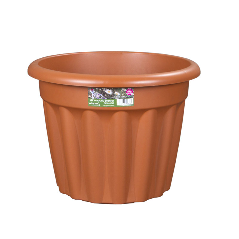 Wham Vista Round Planter Pack of 5, 30.5cm H x 40cm W x 40cm D, 3, Terracotta