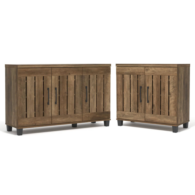 Banos 2-Door & 3-Door Shoe Storage Cabinet (Holds 28 Pairs), Dusty Gray Oak