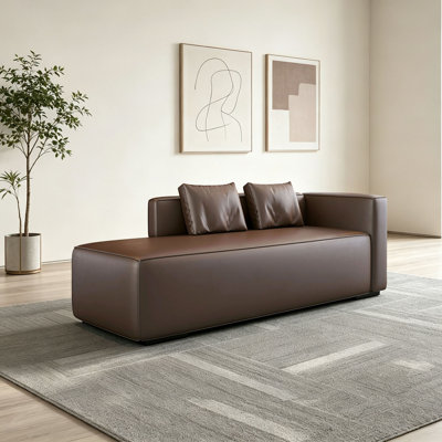 Modern minimalist faux leather chaise lounge