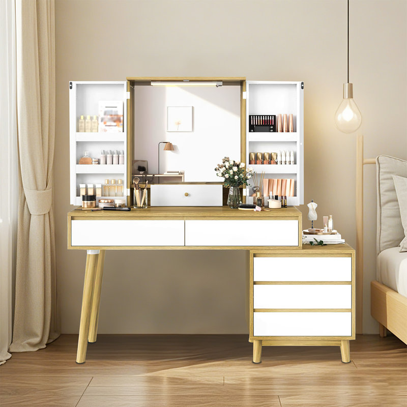 Bureau de coiffeuse Larget avec miroir lumineux
