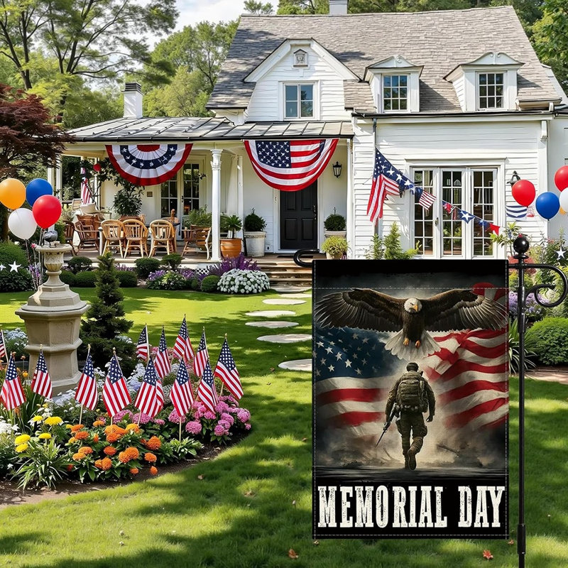 Drapeau de jardin patriotique 12 x 18 pouces à double face pour l'extérieur, 4 juillet