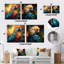 Ensemble de 2 impressions murales carrées, orange et bleu-102677640