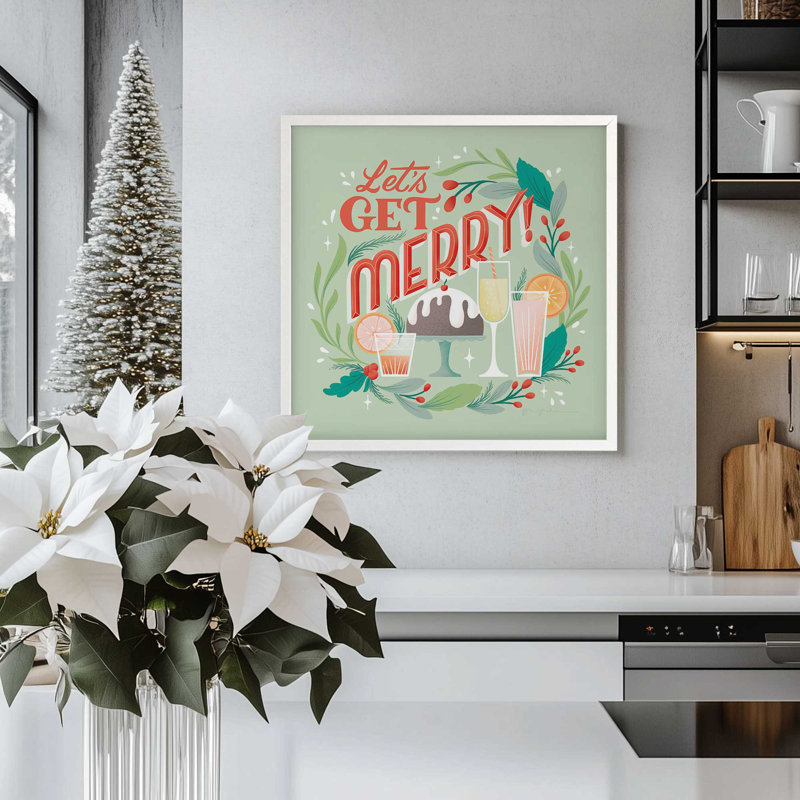 Imprimé joyeux 12 po x 12 po dans un cadre en chrome poli, Cadre simple opaque blanc, bois massif, H 17,5 po x l 17,5 po