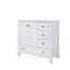 Meuble-lavabo blanc en bois massif de 36 po x H 34,1 po avec lavabo en céramique Cupc, charnières à fermeture en douceur et poignées en aluminium anodisé doré
