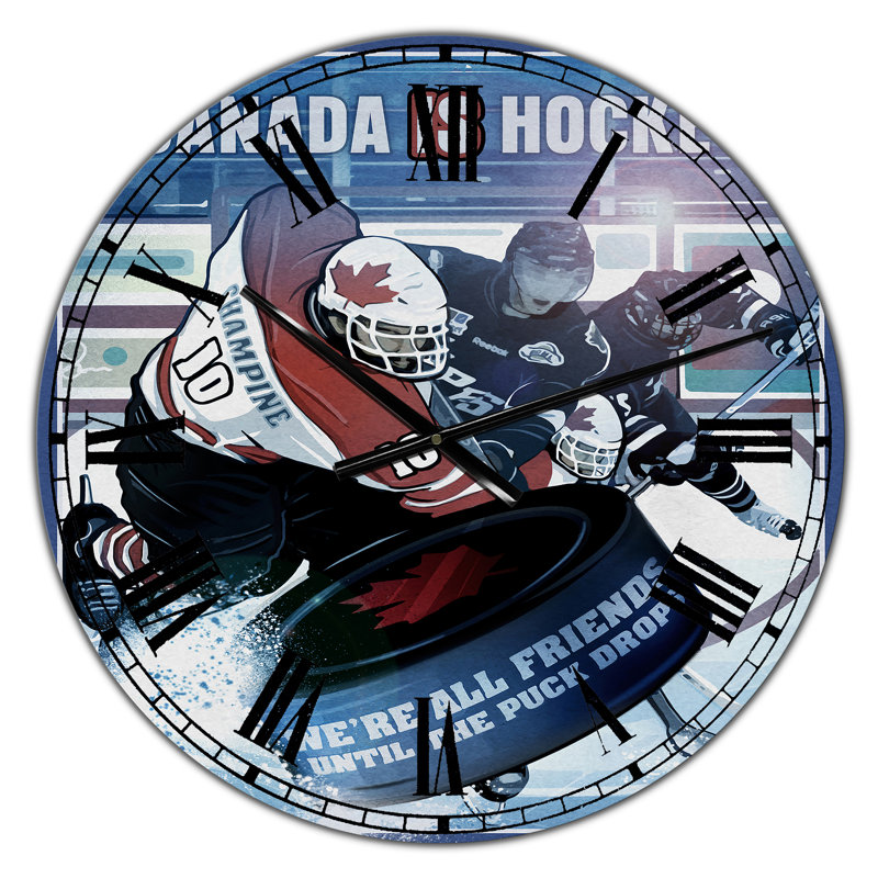 Canada is Hockey - Grande horloge murale traditionnelle, Surdimensionné