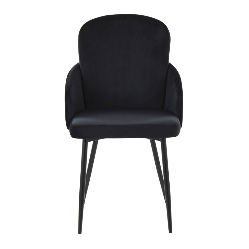 Jaquavia Fabric Upholstered Arm Chair in Cream, Black, Black Velvet