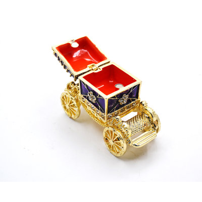 Jeweled Stagecoach Trinket Box with Enamel & Austrian Crystals