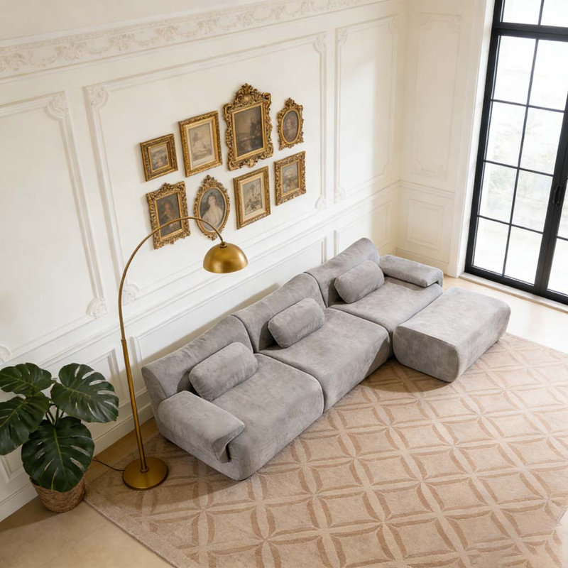 3+1 Seater Chenille Sofa, Grey