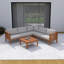 4-Piece Beige Wood Outdoor Sectional Sofa Set With Table