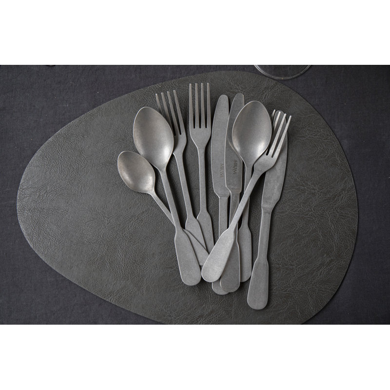Mikasa Pebble-Shaped Faux-Leather Placemats, Grey, 38 x 30cm