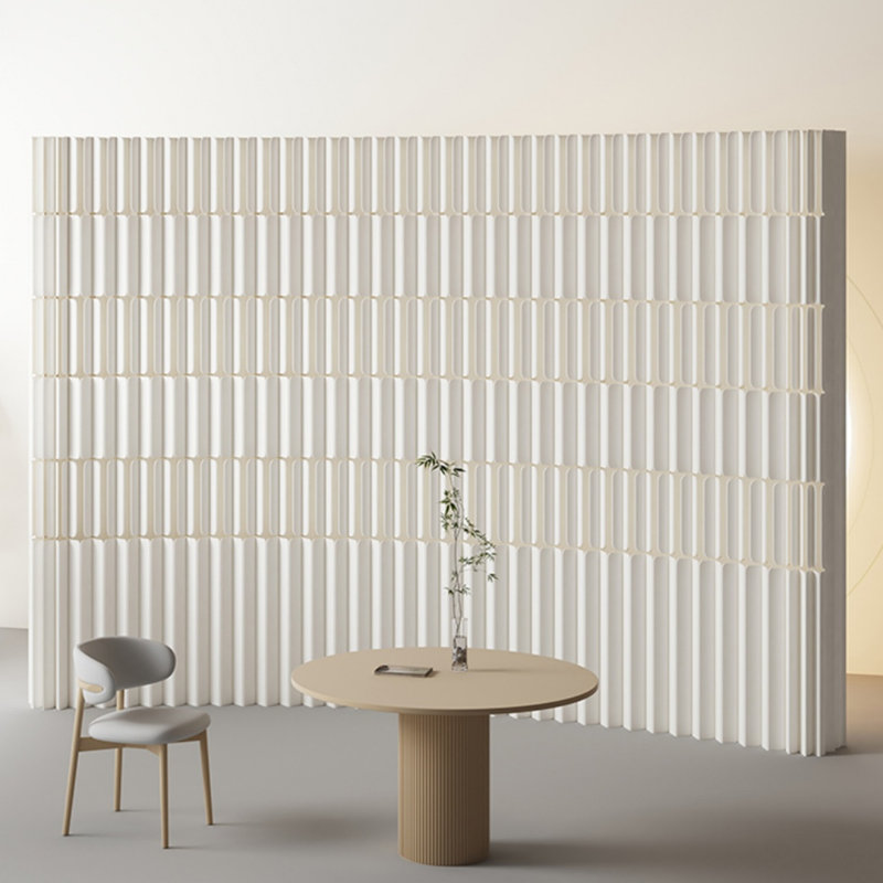 Foldable Paper Room Divider, No Drill Freestanding Decorative Partition Wall, Double-Sided Display, Art Pattern Surface & Honeycomb Structure Back, Lightweight Foldable Privacy Screen for Home Office Exhibition