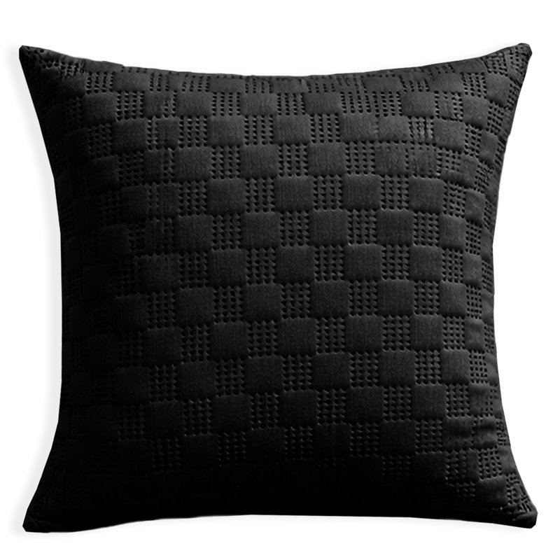 Aspire Homeware Embossed Square Velvet Cushion Covers, Pack of 12, BLACK