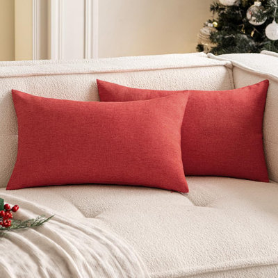 Set of 2 solid colour Indoor/Outdoor Throw Pillows Lumbar support FULL set with inserts 12"x20"
