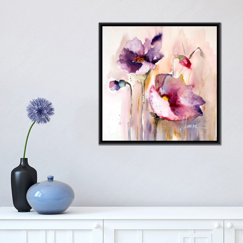 « plum pops i », reproduction sur toile, H 18 po x l 18 po x P 1,5 po, Toile avec cadre noir, Pas de tapis