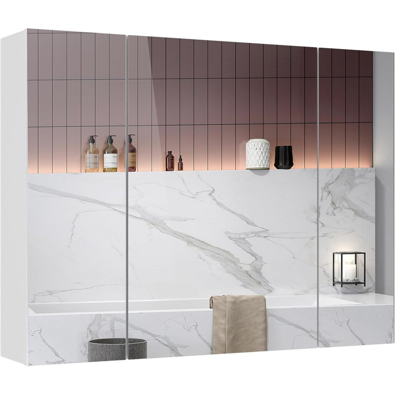 Evonna 31.5'' W 23.62'' H Wall Mounted Required Framed Medicine Cabinet Mirror 3 Adjustable