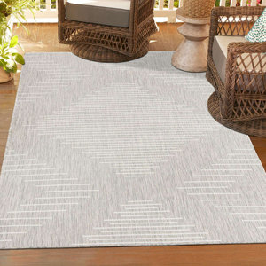Ava-Mary Striped Gray Indoor / Outdoor Area Rug 5*8