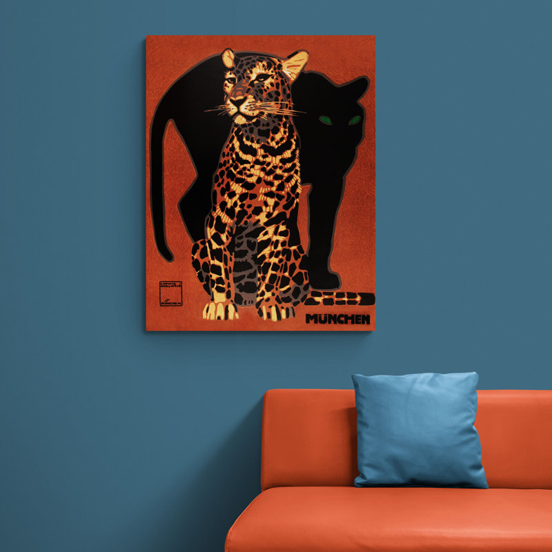 Panther Leopard - Munich Zoo by Ludwig Hohlwein - Wrapped Canvas Art Prints, 117cm H x 81cm W