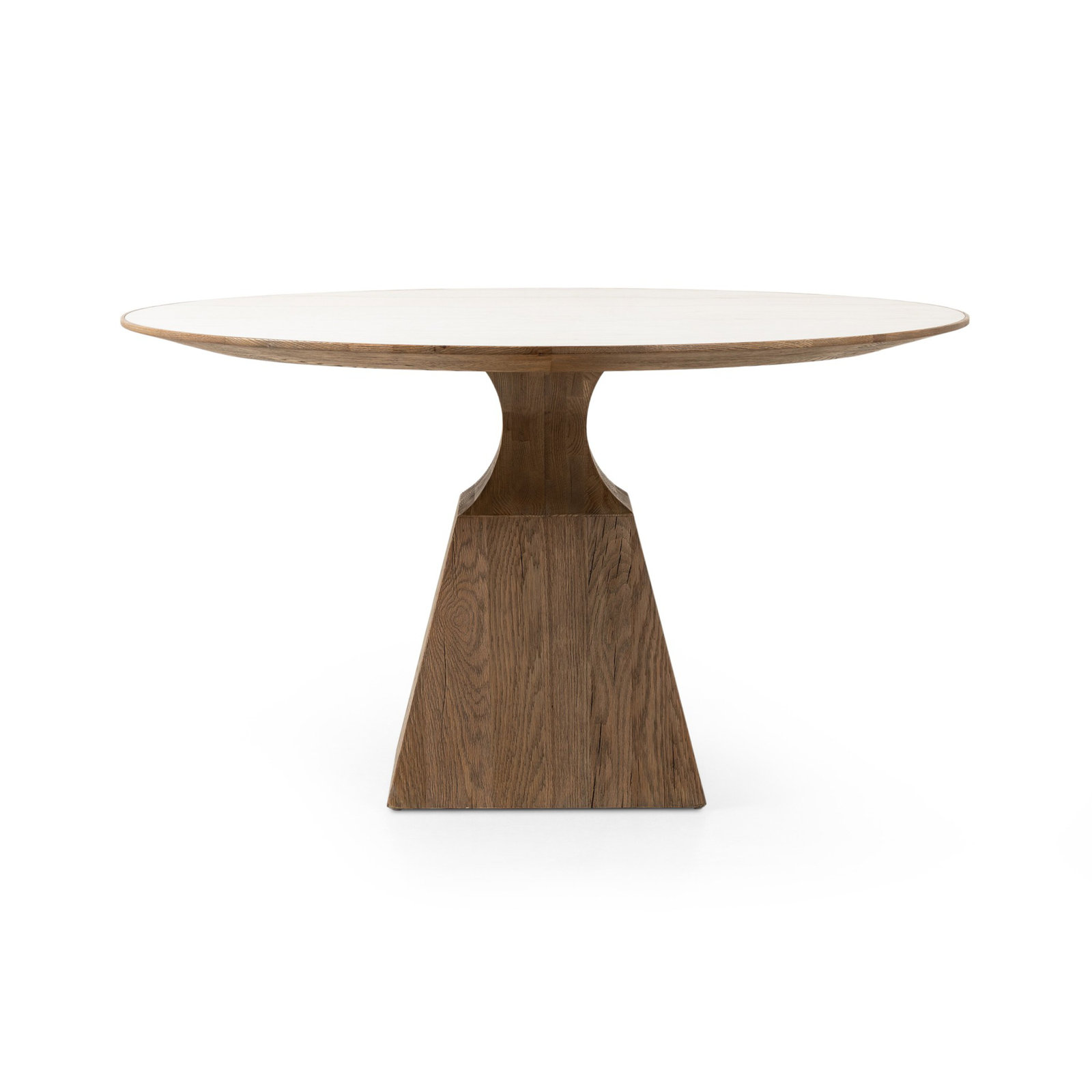53.25'' Round Dining Table, Honed White Marble/Smoked Black