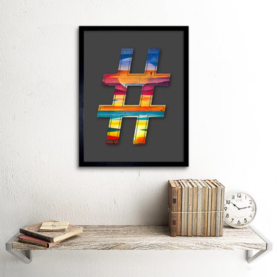 Symbol Hashtag Pound Sign Alien Landscape Decorative Graffiti - Single Picture Frame Print