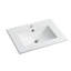 Plateau de meuble-lavabo en céramique 24 po, P 24 po x l 18,3 po x H 6,7 po, blanc brillant (seulement le bassin)