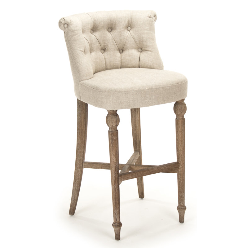 Amelie Upholstered Stool with Solid Wood Frame