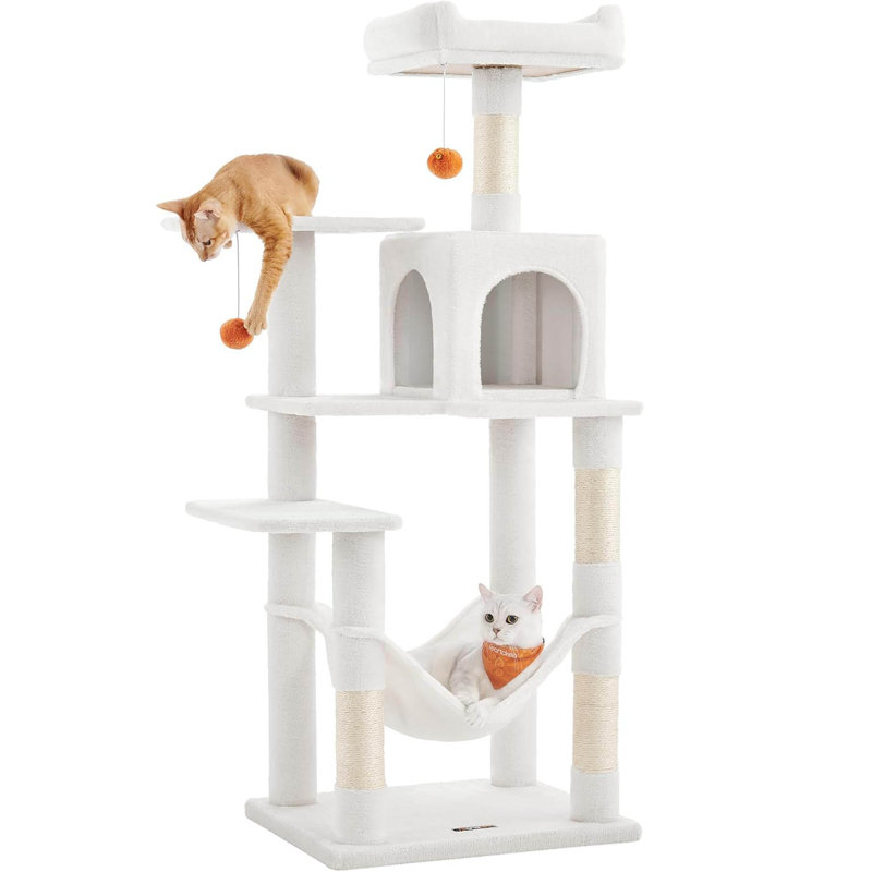 143 cm H Cat Tree / Condo, Cream White