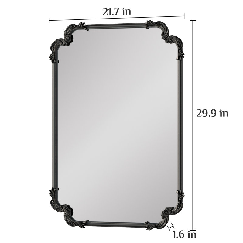 Miroir d'appoint Genan, 36 po x 24 po, Noir antique