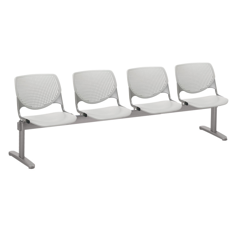 Siège tandem en plastique avec cadre en métal 95 po Kool, Gris clair, Blanc