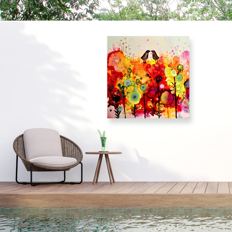 Toile d'extérieur «Tendresse» de Sylvie Demers, H 18 po x l 18 po x P 1,5 po