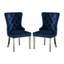 Ensemble de 2 chaises à oreilles avec dossier capitonné bleu et chrome