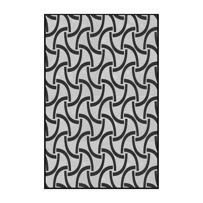 Tapis noir/beige à motifs, Rectangle 4 pi x 6 pi