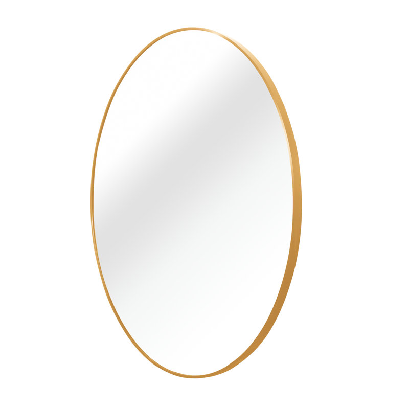 Miroir de salle de bain de 20 pouces de diamètre - élégant, sans verre, cadre rouille, design moderne rond, H 4 mm, Gold