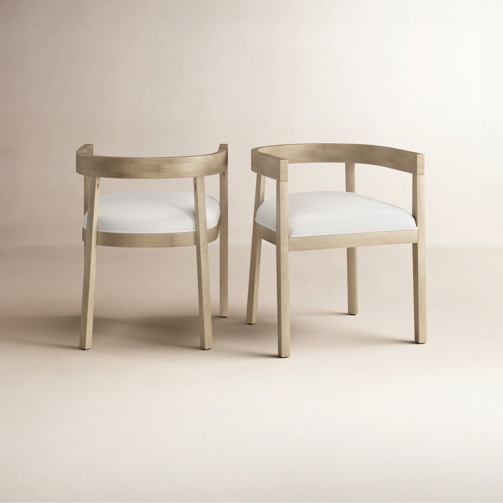 Daney Barrel Back Dining Chair, Beige Polyester Blend, Light Ash