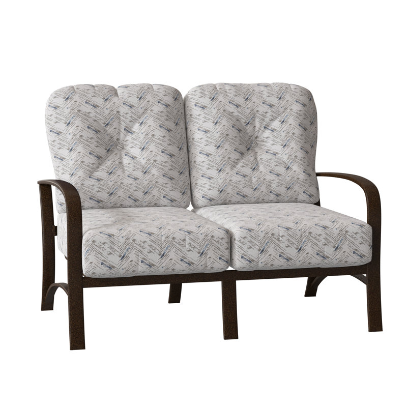 Causeuse Fremont, Brun châtaigne, Toile bleu marine Sunbrella®