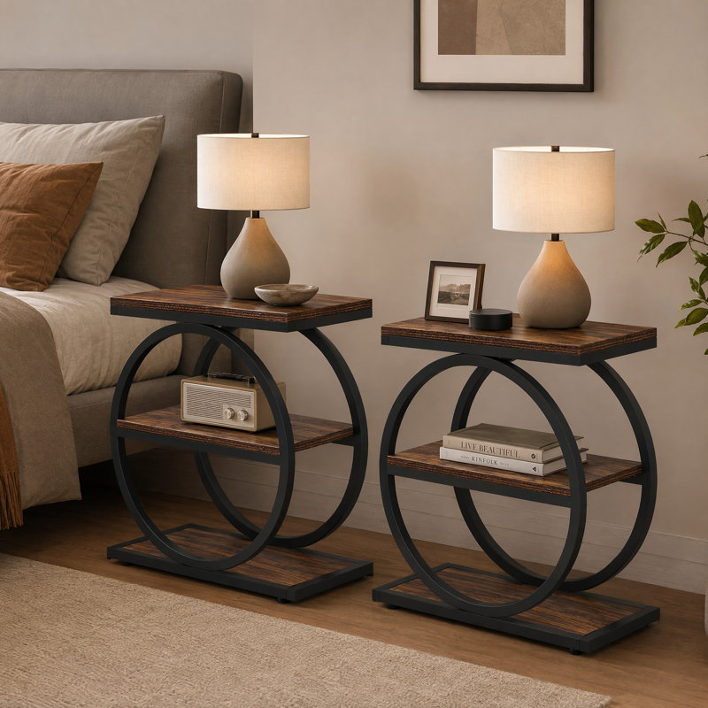Table de chevet 3 niveaux 23,62 ", ensemble de 2, 2