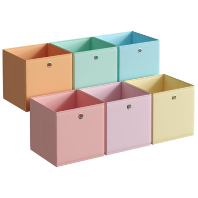 Cubes de rangement, ensemble de 6 boîtes de rangement pliables sans odeur, 13 x 13 x 13 pouces, organisateurs de placard pour tablette, bacs de rangement arc-en-ciel, bacs en tissu coloré